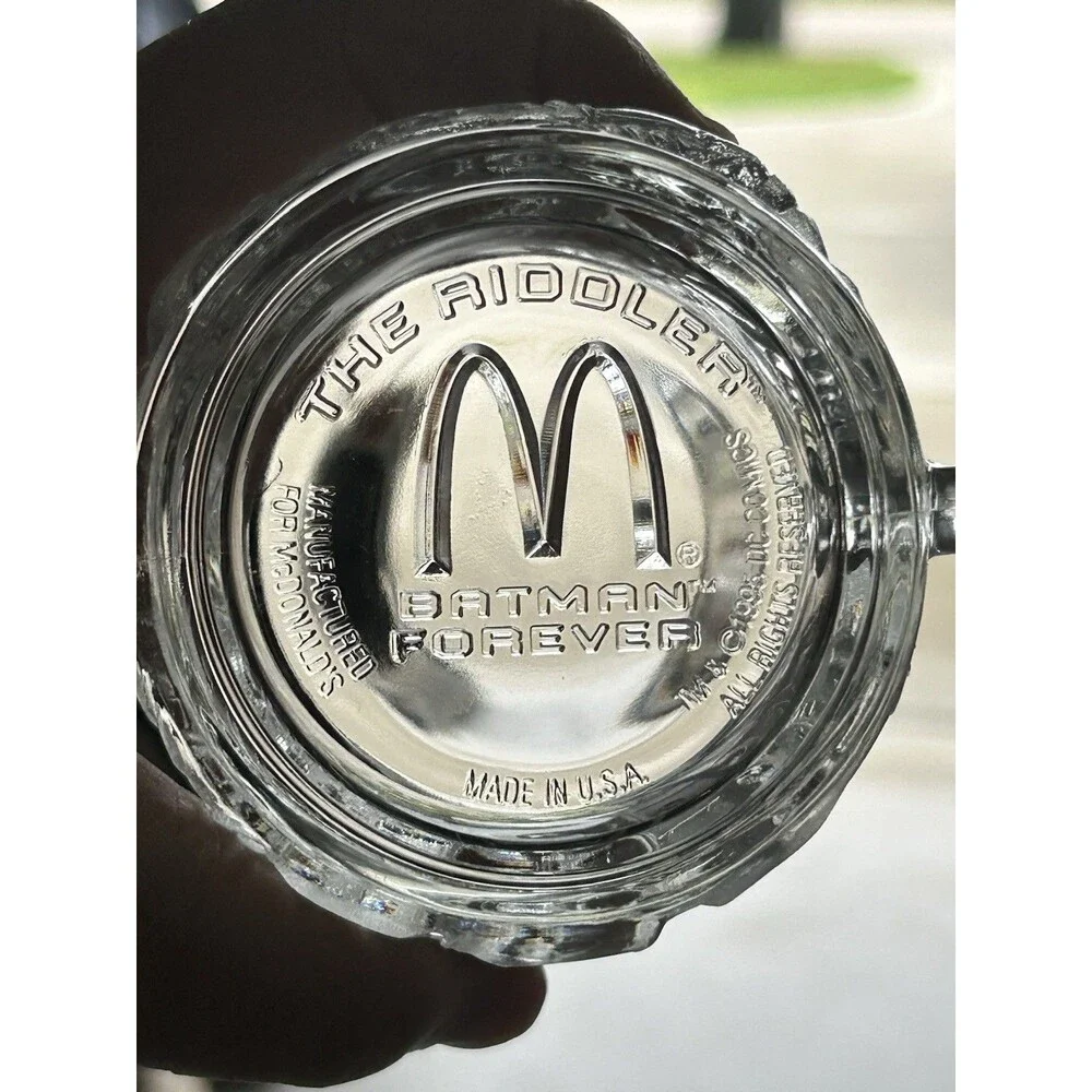 1995 McDonald’s Batman Forever The Riddler Glass Mug DC Comics Made in USA